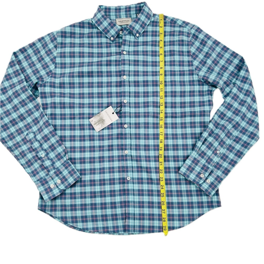 Savannah Button-Down Blue/Pink Plaid Tencel Blend Soft Shirt Men's Size XL - Picture 12 of 16